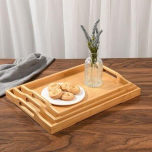 Multi-Size Natural Bamboo Wooden Serving and Ottoman Trays
