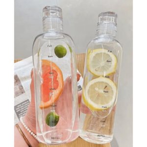 Clear Time-Marked Water Bottles for Daily Hydration (Set of 2)