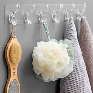 Self-Adhesive Clear Wall Hooks Strip for Kitchen & Bathroom