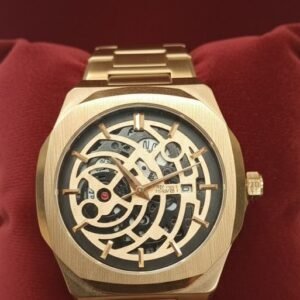Luxe Skeleton Concept Watch – Rose Gold & Matte Black