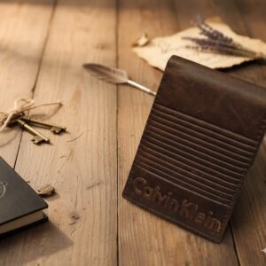 Premium Embossed Faux-Leather Men’s Bi-Fold Wallet – Vintage Brown