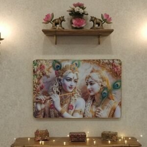 Radha Krishna 3D Glass Wall Art