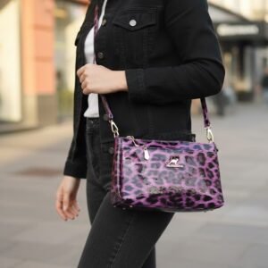 Vibrant Purple Leopard Print Crossbody Bag