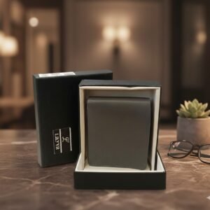 Layva Classic Leather Bifold Wallet – Slate Grey