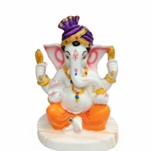 Divine Blessing Ganesha Idol – Hand-Painted Marble Finish