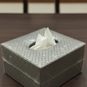 Luxe Diamond-Pattern Tissue Box Cover – Slate Grey