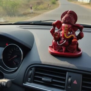 Divine Red Lord Ganesha Idol with Hand-Painted Gold Accents – Elegant Home Décor & Gift