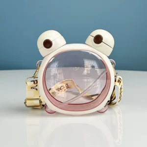 Adorable Bear-Ear Portable Water Bottle with Shoulder Strap Product Overview