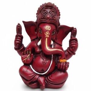 Maroon Ganesha Idol with Gold Accents – Elegant Ganpati Statue