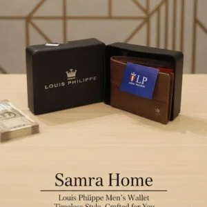Louis Philippe Men’s Genuine Leather Bi-Fold Wallet – Classic Brown