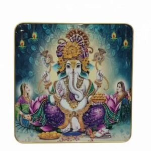 Divine Lord Ganesha with Riddhi & Siddhi – Decorative Wall Art