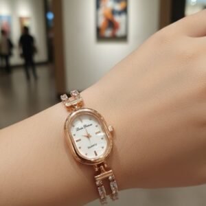 Louis Renee Rose Gold Crystal Embellished Dress Watch