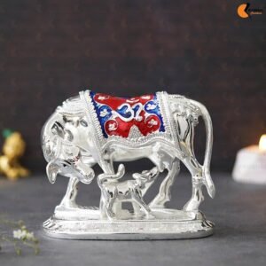 Kamdhenu Cow and Calf  Silver Plated