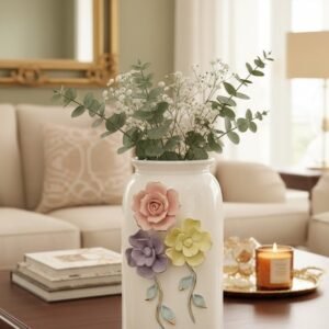 Elegant 3D Floral Ceramic Vase – Handcrafted Bloom Series