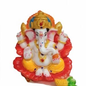 Blessings Ganesha on Red Lotus