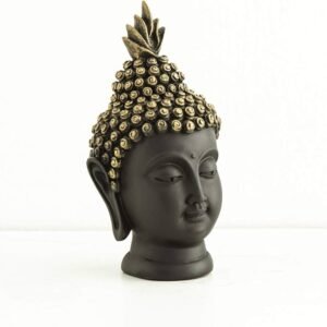 SereneMeditating Buddha Head – Matte Black & Gold