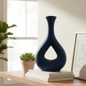 Abstract Sculptural Silhouette Vase – Midnight Matte Blue