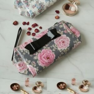 Elegant Floral Bow Makeup & Utility Pouch