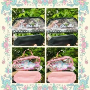 Chic 2-in-1 Checkerboard Cosmetic Bag Set – Pink & Black