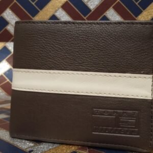 Tommy Hilfiger Men’s Leather Bifold Wallet – Classic Brown with Stripe