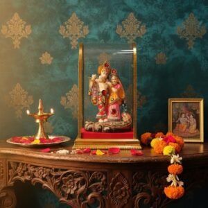 Radha Krishna Divine Couple in Glass Dome