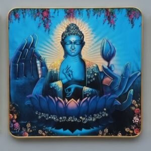 Radiant Blue Buddha Glass Art