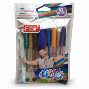 Flair Glitter Gel Pens – Pack of 10 Vibrant Sparkling Colors