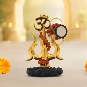 Lord Shiva Divine Trishul with Om & Damru Idol