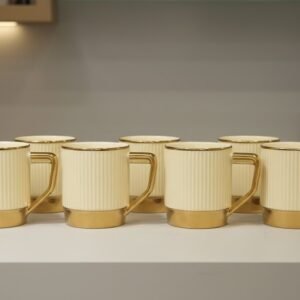 Samra Luxe Fluted Gold Mug Set – Set of 6