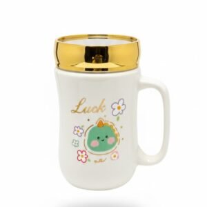 "Little Luck" Ceramic Mug with Golden Mirror Lid