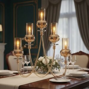Elegant Gold Hurricane Candelabra