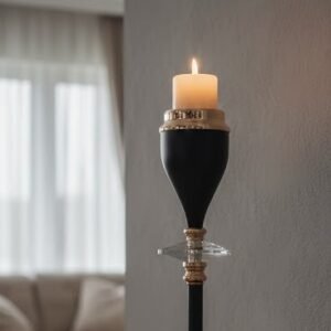 Modern Elegance Crystal & Matte Gold Candle Holder