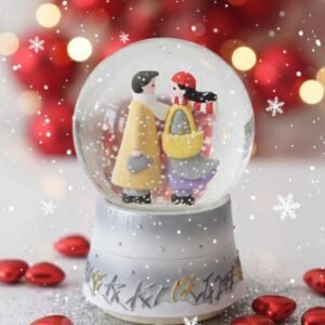 Romantic Winter Couple Musical Snow Globe