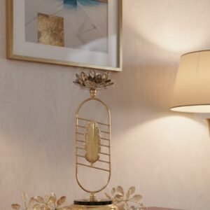 Exquisite Gold Leaf Crystal Lotus Candelabra