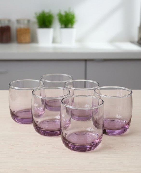 Amethyst Mist – Premium Glass Tumbler Set (Set of 6)