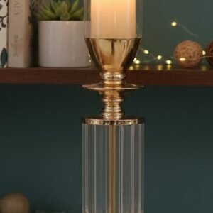 mperial Gold & Fluted Crystal Hurricane Candle Stand