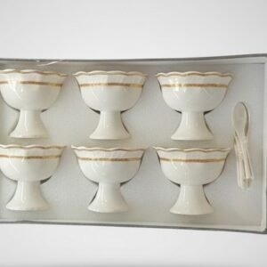 Regal Gold-Rimmed Dessert Bowl Set (6-Piece)