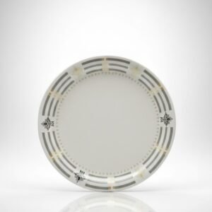 Elegance Dinner Plate – Grey & Gold Geometric Series
