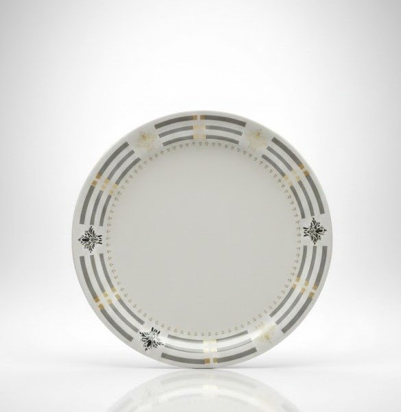 Elegance Dinner Plate – Grey & Gold Geometric Series