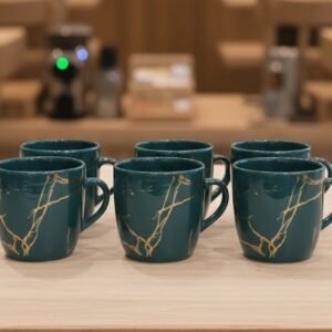 Royal Gold-Vein Marble Coffee Mug Set (Pack of 6)