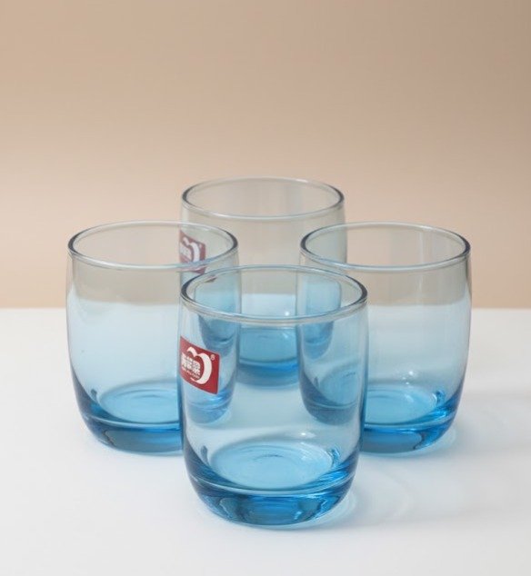 Azure Tinted Glass Set – Modern Round Glassware (Set of 6)