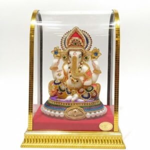 Ornate Shringar Ganesha in Glass Dome