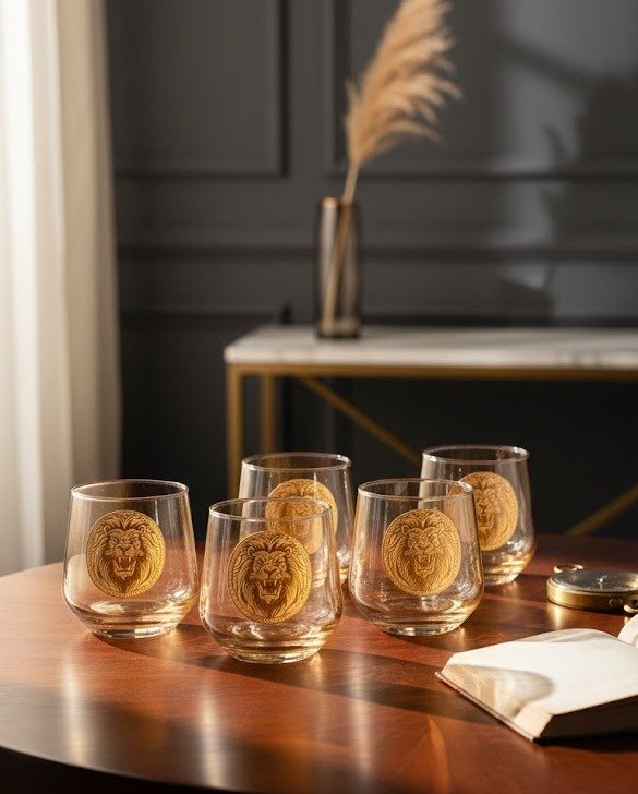 Imperial Lion Embossed Amber glass