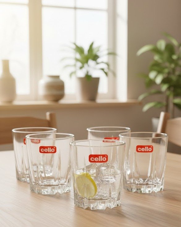 Cello Crystal-Cut Glass Tumbler Set