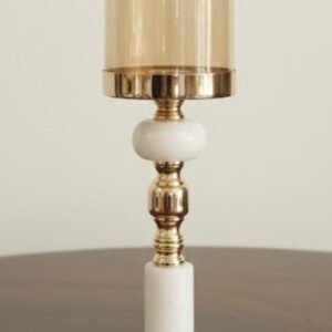 Elegant Marble & Gold Hurricane Candle Holder