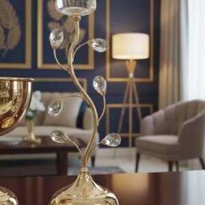 Enchanted Bloom Crystal Candelabra – Gold