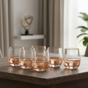 Waterfall Amber & Gold Glassware Set