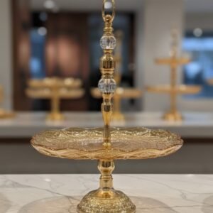 Elegant Golden Amber Pedestal Serving Tray