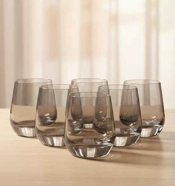 Smoky Shadow Tapered Glass Set (Set of 6)