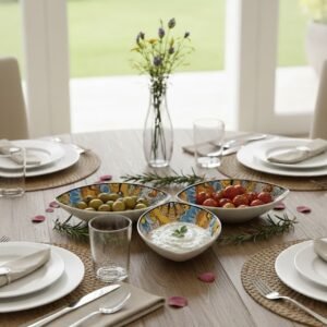 Vibrant Floral Leaf Serving Bowls – Set of 3